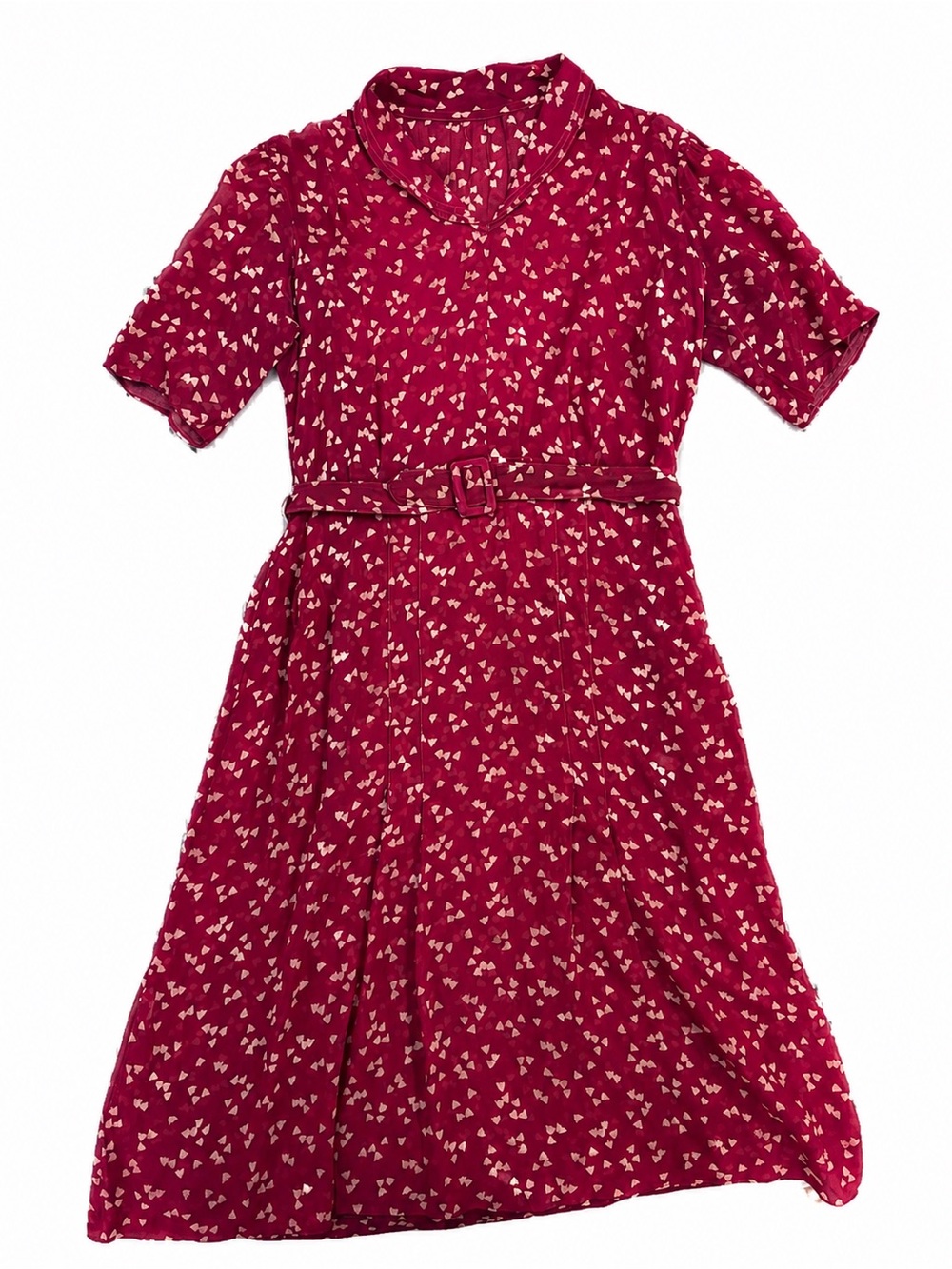 Vintage 1930s Sheer Day Dress with Belt